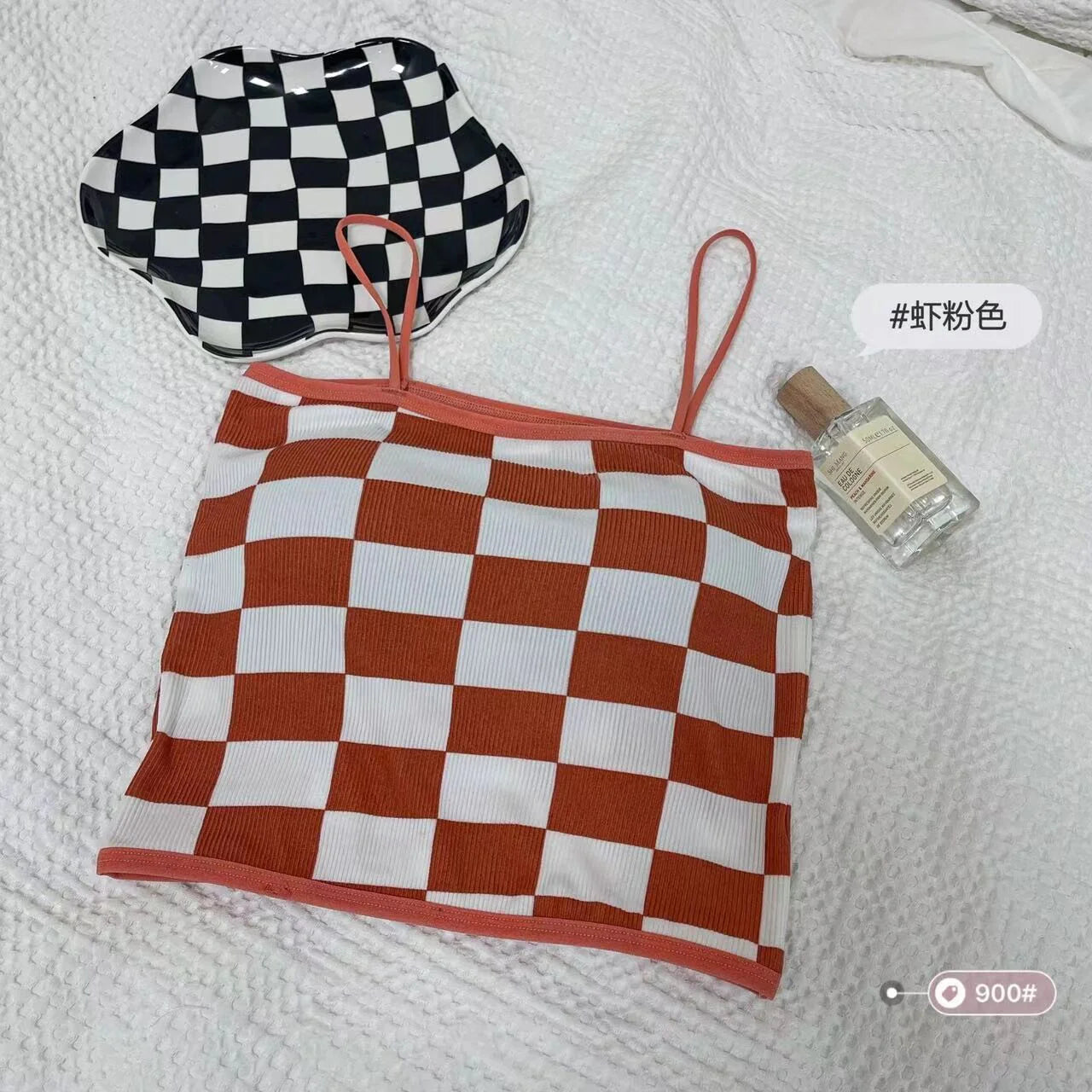 Chess Design Light Padded Camisole/Long Bra
