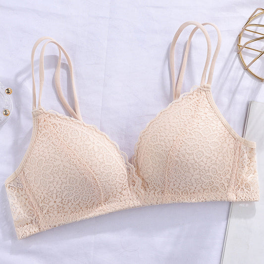 Double Stripped Laced Light Padded Daily Wear Bra (Only Bra )