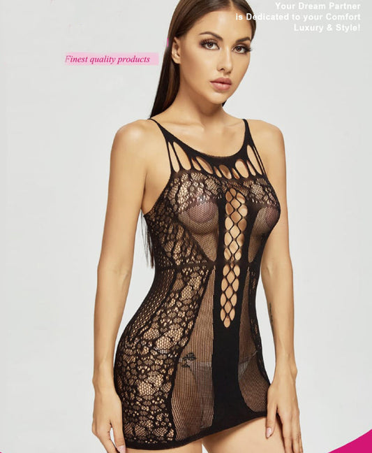 Black Patterned Body Stocking