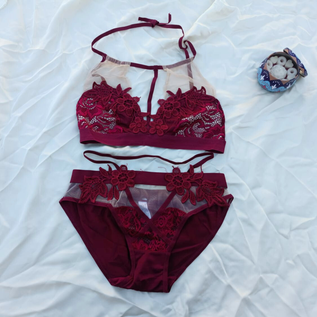 Flower Design Very Elegant Soft Bra & Underwear Set