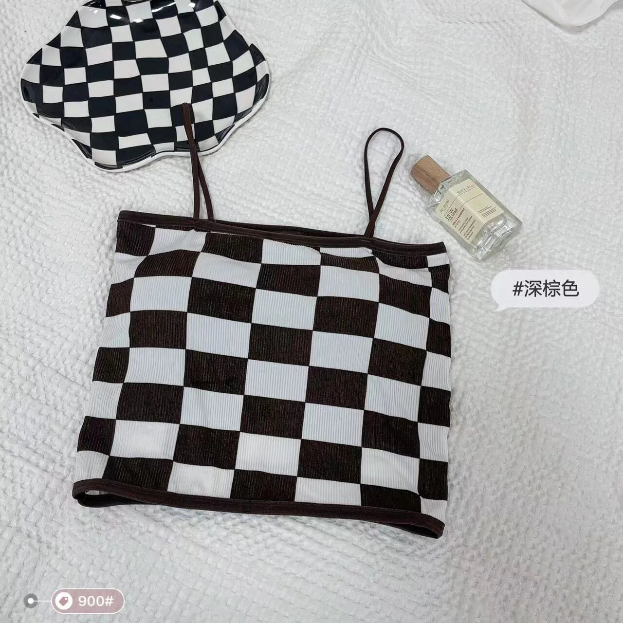 Chess Design Light Padded Camisole/Long Bra