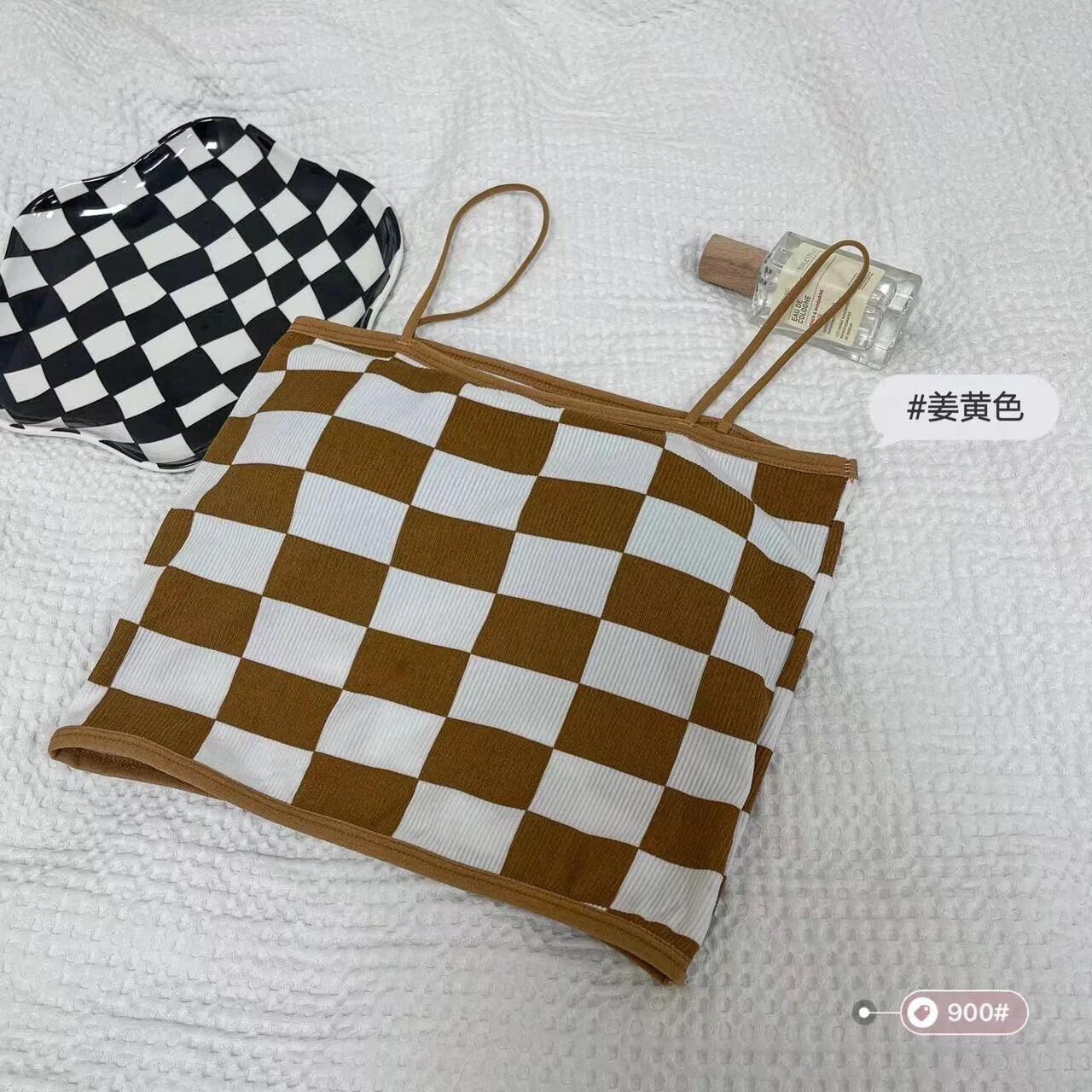 Chess Design Light Padded Camisole/Long Bra
