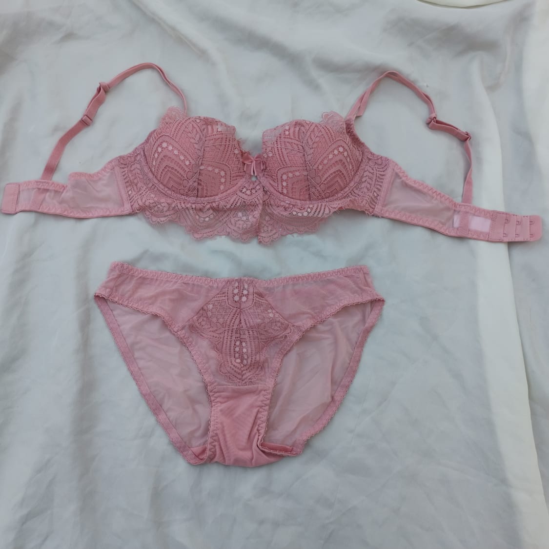 Very Thin Padded Half Cup Pushup Wired Net Bra & Panty Set