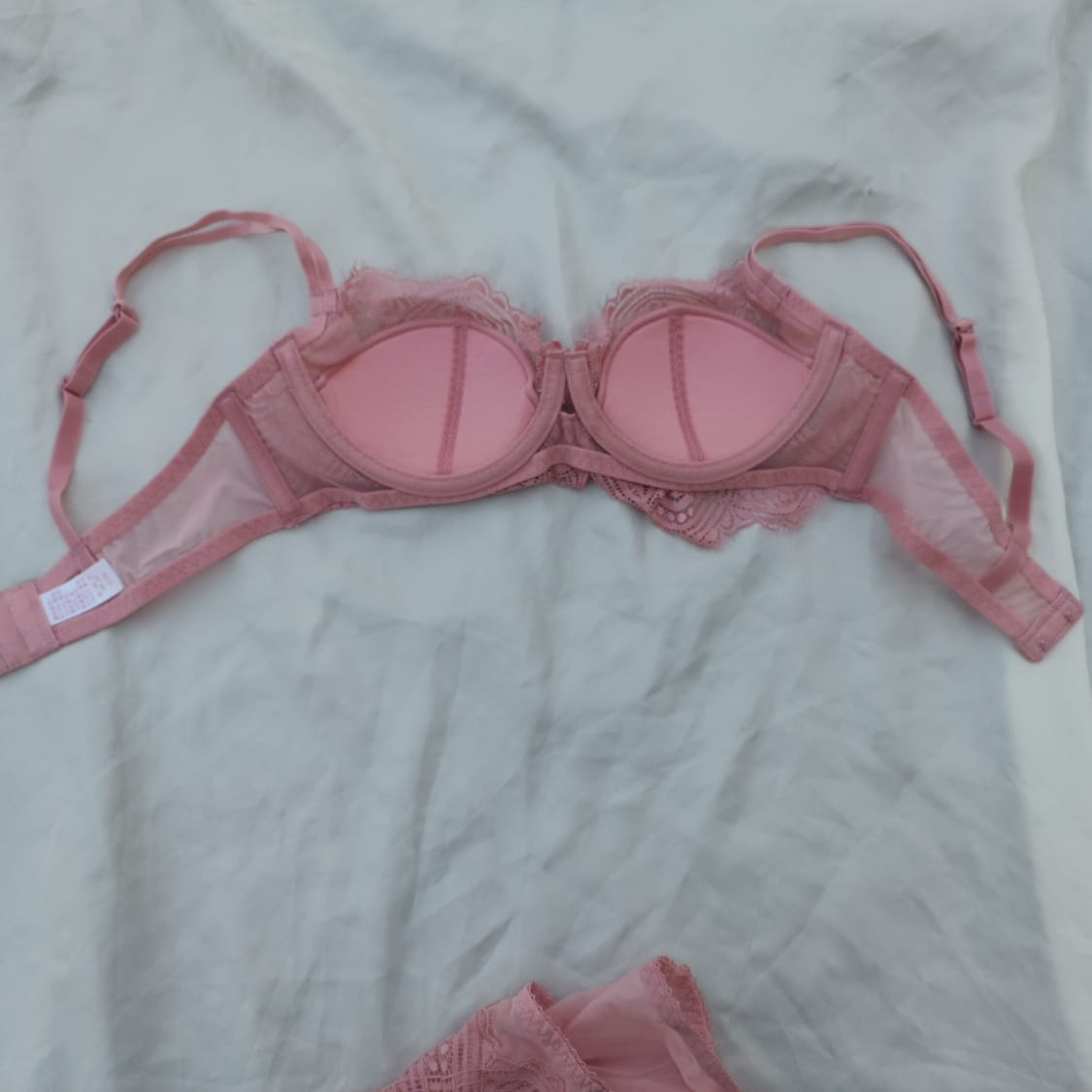 Very Thin Padded Half Cup Pushup Wired Net Bra & Panty Set