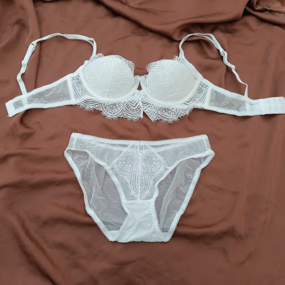 Very Thin Padded Half Cup Pushup Wired Net Bra & Panty Set