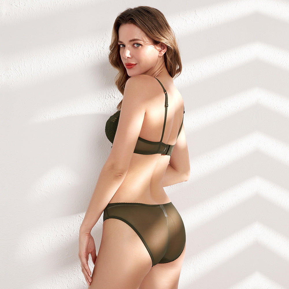 Very Thin Padded Half Cup Pushup Wired Net Bra & Panty Set