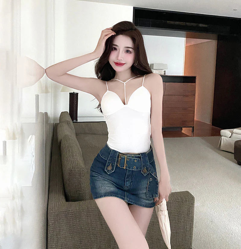 Front Ribbon Very Smooth Elastane Camisole/Long Bra